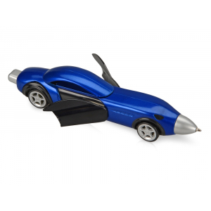 Ручка шариковая Сан-Марино в форме автомобиля с открывающимися дверями и инерционным механизмом движения, синяя, синий/черный/серебристый матовый - купить оптом