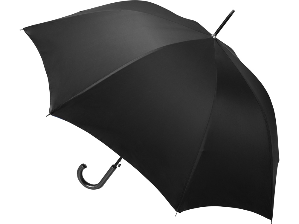 Зонт-трость полуавтоматический двухслойный, синий/черный - купить оптом