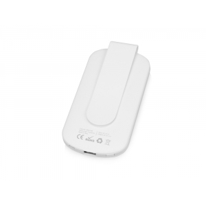 Портативное зарядное устройство Pin на 4000 mAh с большой площадью нанесения и клипом для крепления к одежде или сумке, белый - купить оптом
