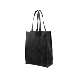 Ламинированная сумка для покупок среднего размера, черный - купить оптом
