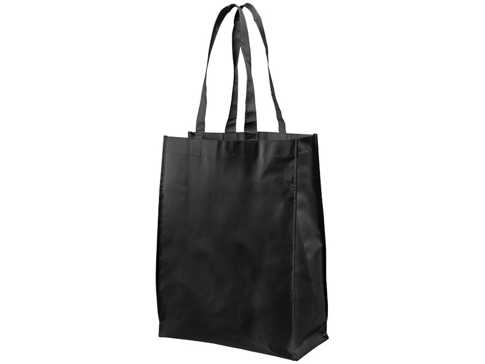 Ламинированная сумка для покупок среднего размера, черный - купить оптом