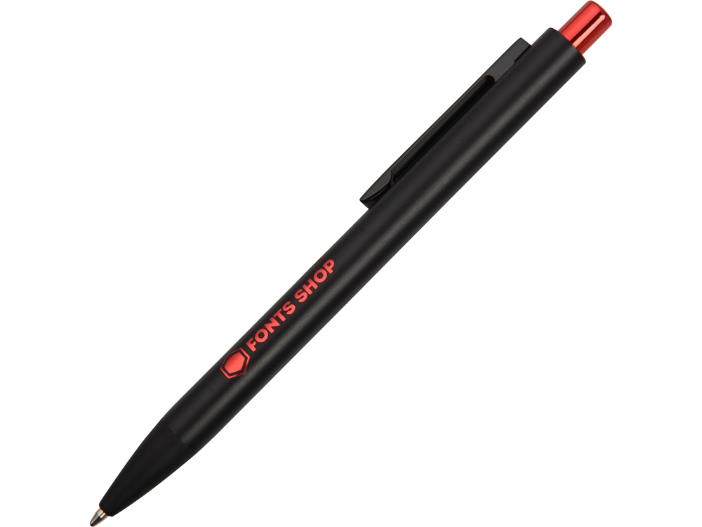 Ручка металлическая шариковая Blaze с цветным зеркальным слоем, черный/красный - купить оптом