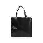 Блестящая ламинированная нетканая сумка-тоут для покупок, черный, фото 1