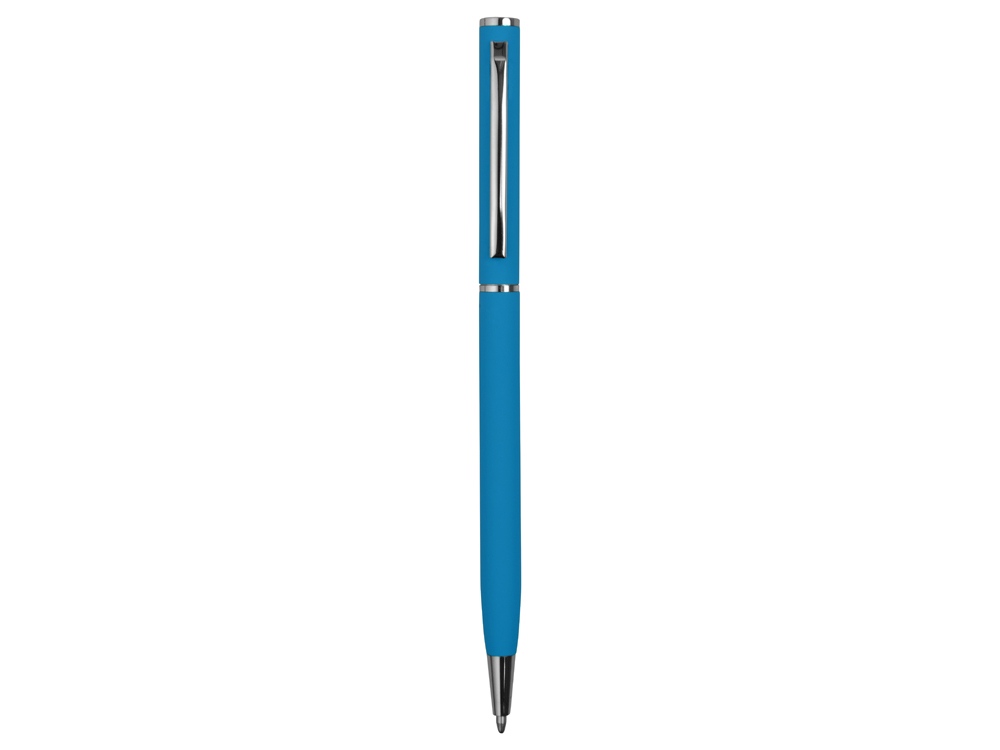 Ручка металлическая шариковая Атриум с покрытием софт-тач, голубой - купить оптом