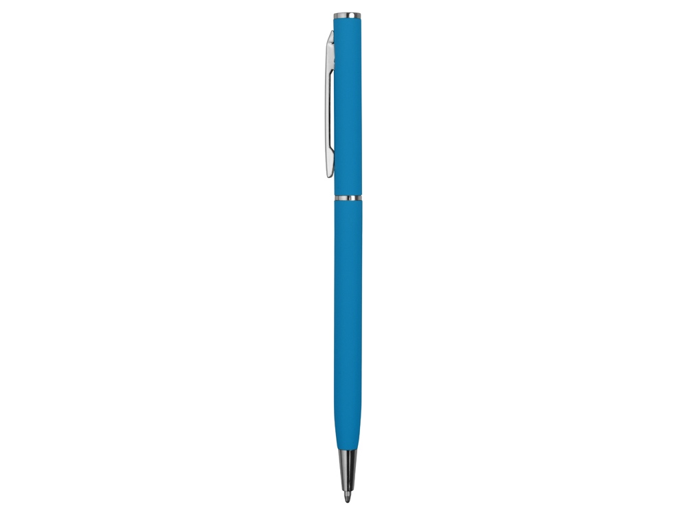 Ручка металлическая шариковая Атриум с покрытием софт-тач, голубой - купить оптом
