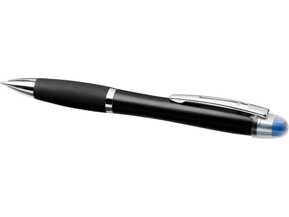 Светящаяся шариковая ручка Nash со светящимся черным корпусом и рукояткой, синий - купить оптом