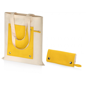 Складная хлопковая сумка для шопинга Gross с карманом, желтый - купить оптом