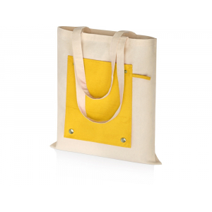 Складная хлопковая сумка для шопинга Gross с карманом, желтый - купить оптом