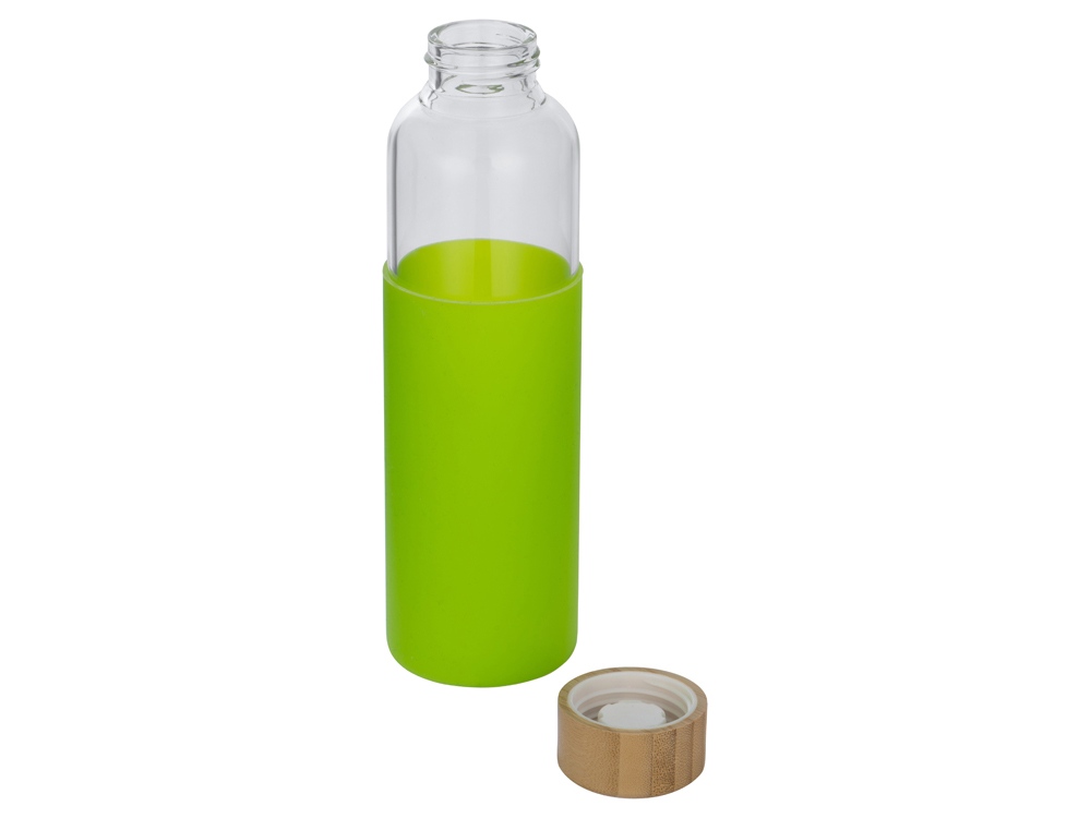 Бутылка для воды стеклянная Refine, в чехле, 550 мл, зеленое яблоко - купить оптом