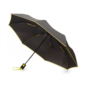 Зонт-полуавтомат складной Motley с цветными спицами, черный/желтый - купить оптом