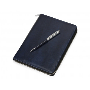 Бизнес-блокнот на молнии А5 Fabrizio с RFID защитой и ручкой, синий - купить оптом