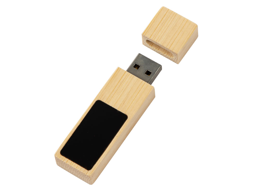 USB 2.0- флешка на 32 Гб c подсветкой логотипа Bamboo LED, натуральный - купить оптом