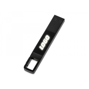 USB 2.0- флешка на 32 Гб c подсветкой логотипа Hook LED, темно-серый, белая подсветка - купить оптом