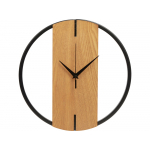Деревянные часы с металлическим ободом, диаметр 30 см, Time Wheel, натуральный/черный, фото 1