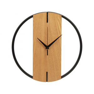 Деревянные часы с металлическим ободом, диаметр 30 см, Time Wheel, натуральный/черный - купить оптом