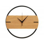 Деревянные часы с металлическим ободом, диаметр 30 см, Time Wheel горизонтальные, натуральный/черн, фото 1