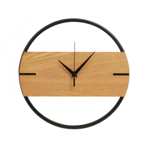 Деревянные часы с металлическим ободом, диаметр 30 см, Time Wheel горизонтальные, натуральный/черн - купить оптом