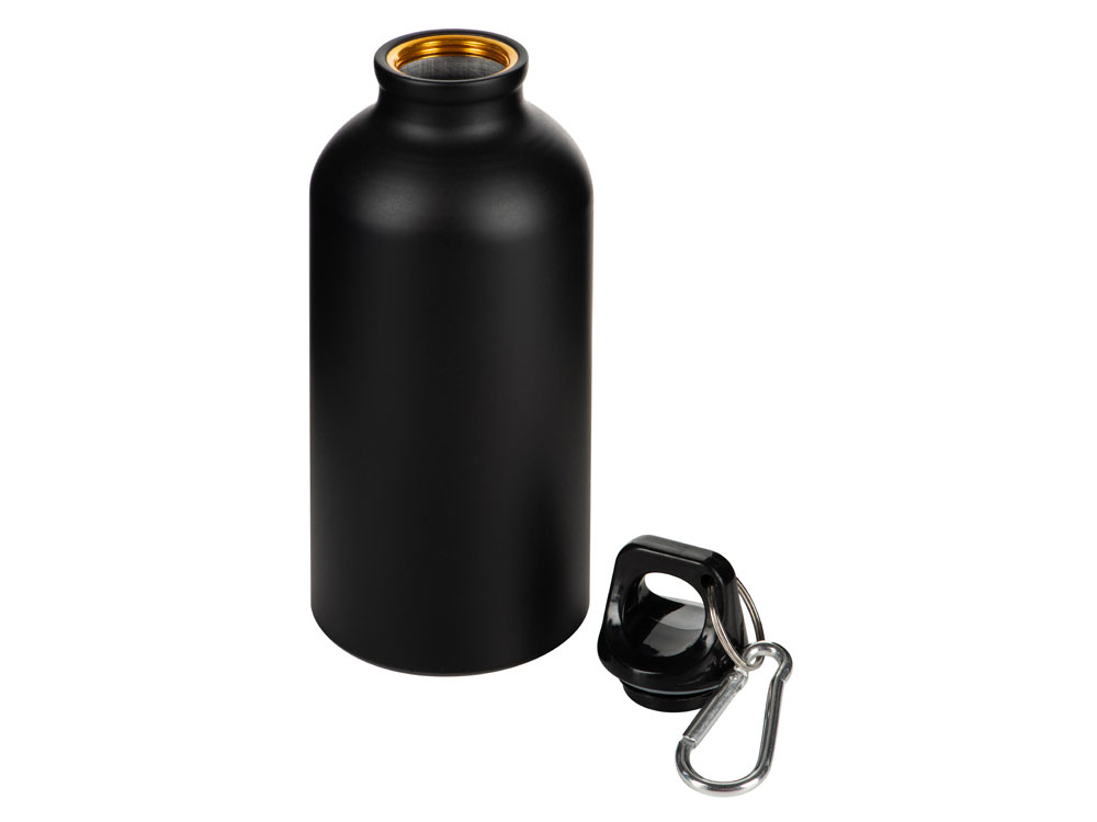 Матовая спортивная бутылка Hip S с карабином и объемом 400 мл, черный - купить оптом