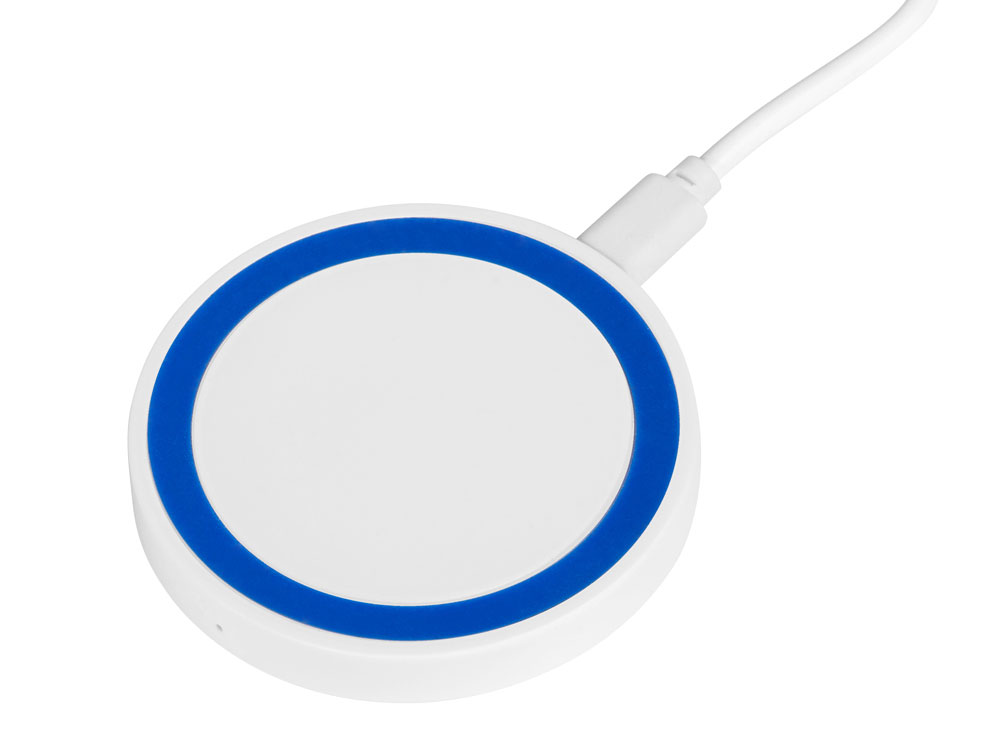 Беспроводное зарядное устройство Dot, 5 Вт, белый/синий - купить оптом