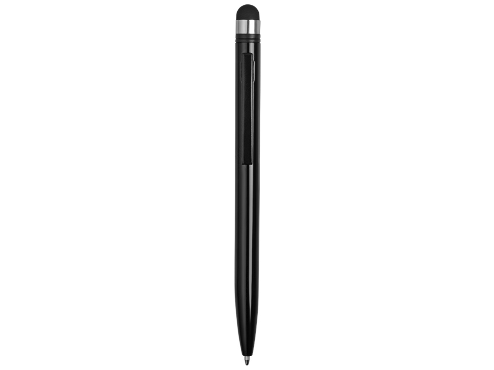 Ручка-стилус пластиковая шариковая Poke, черный - купить оптом