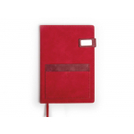 Бизнес блокнот А5 Freya с клапаном и карманом для визиток, твердая обложка, 128 листов, красный и бор, фото 1
