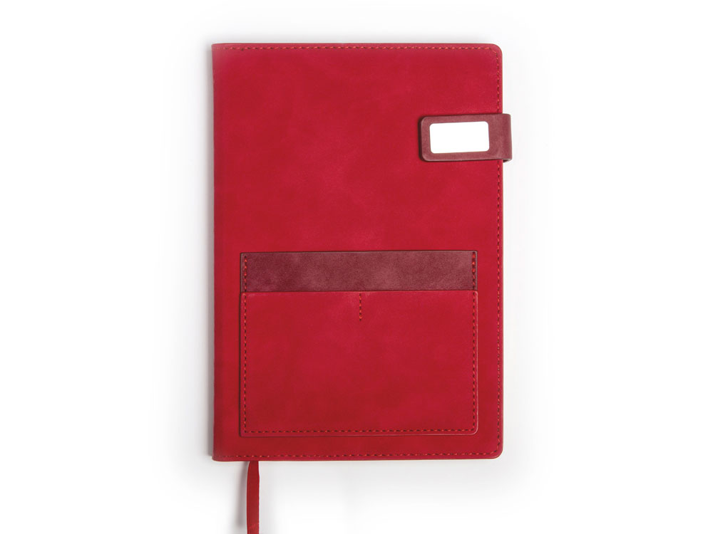 Бизнес блокнот А5 Freya с клапаном и карманом для визиток, твердая обложка, 128 листов, красный и бор - купить оптом