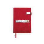 Бизнес блокнот А5 Freya с клапаном и карманом для визиток, твердая обложка, 128 листов, красный и бор, фото 3