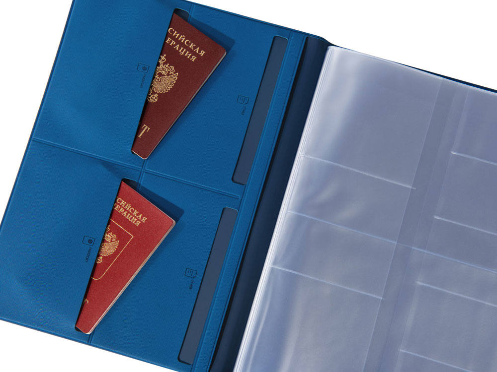 Органайзер Favor 2.0 для семейных документов на 4 комплекта документов, формат А4, синий - купить оптом