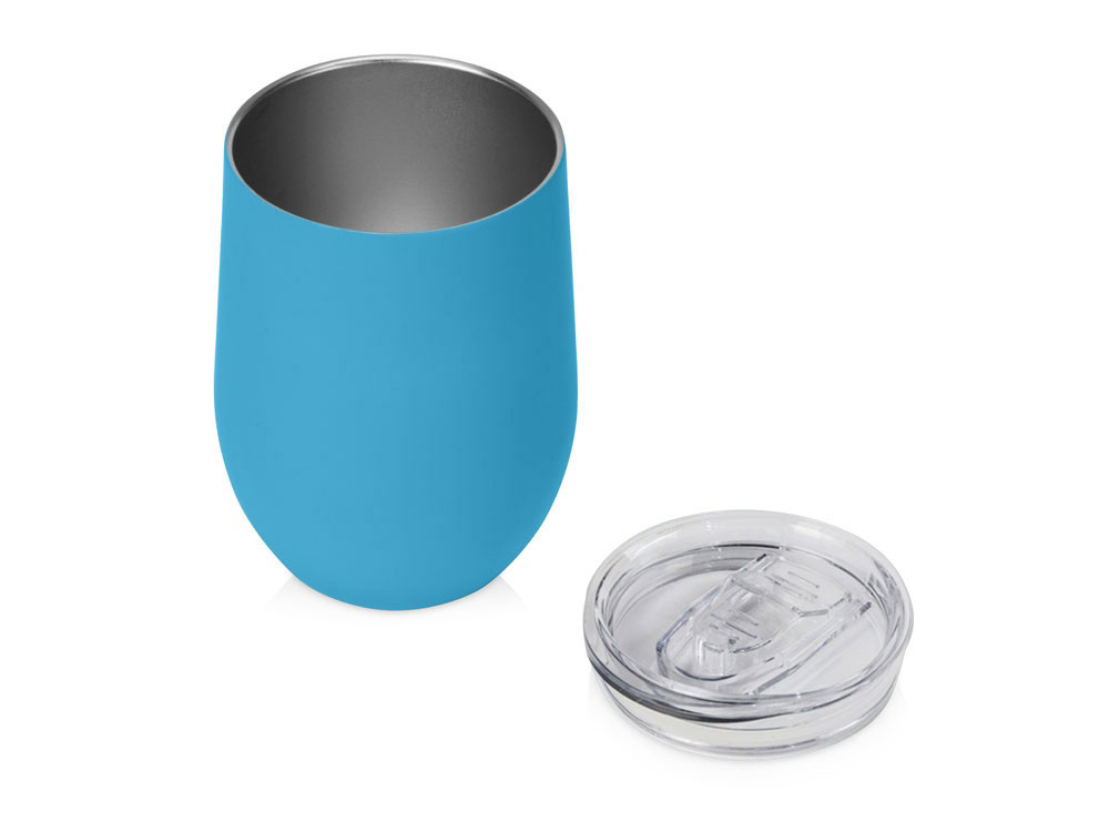Термокружка Sense Gum, soft-touch, непротекаемая крышка, 370мл, крафтовая упаковка, голубой - купить оптом