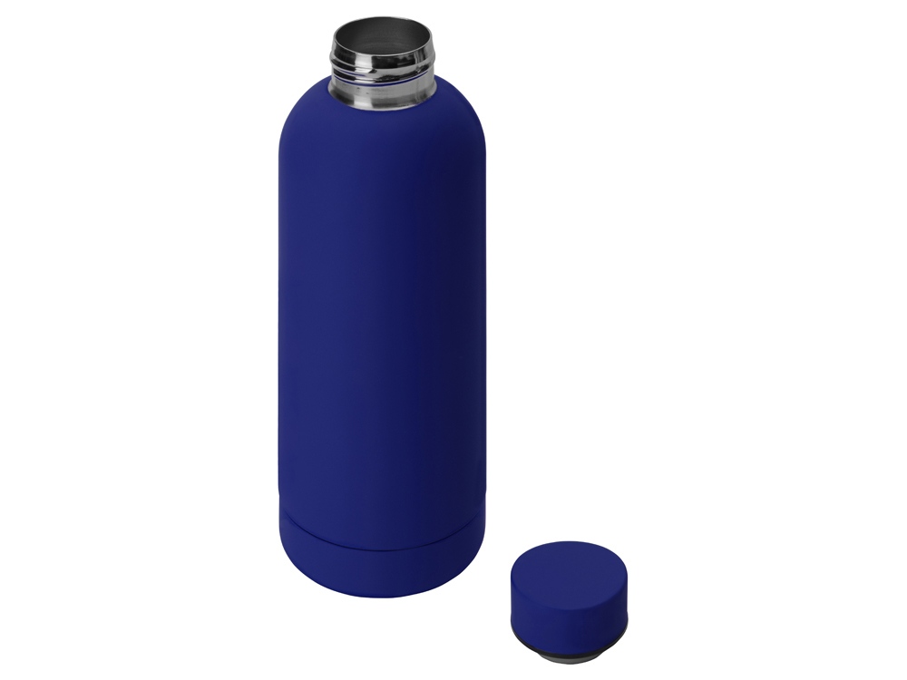 Вакуумная термобутылка Cask Waterline, soft touch, 500 мл, тубус, синий - купить оптом