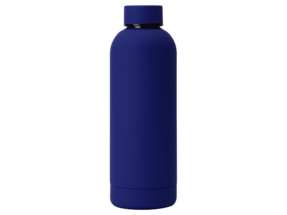 Вакуумная термобутылка Cask Waterline, soft touch, 500 мл, тубус, синий - купить оптом