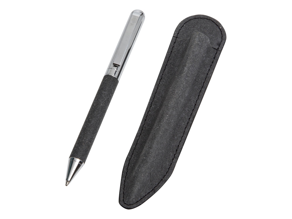 Шариковая ручка из переработанной стали и переработанной кожи Venera, серая, серебристый/серый - купить оптом