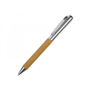 Шариковая ручка из переработанной стали и переработанной кожи Venera, коричневая, серебристый/коричневый - купить оптом