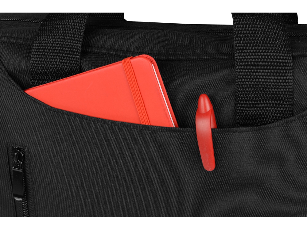 Сумка для ноутбука Wing с вертикальным наружным карманом, черный (Р) - купить оптом