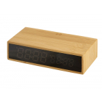 Часы настольные с беспроводной зарядкой Index, 10 Вт, бамбук, натуральный, черный, фото 2