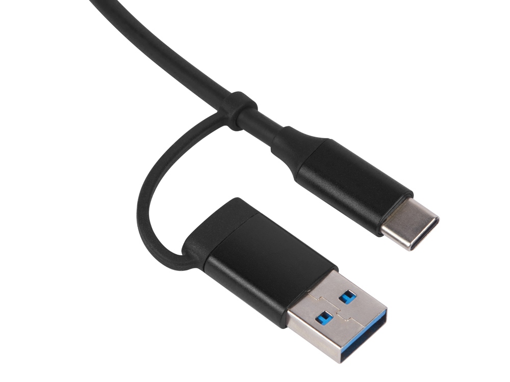 USB-хаб Link с коннектором 2-в-1 USB-C и USB-A, 2.0/3.0, черный - купить оптом