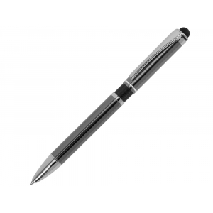 Ручка металлическая шариковая Isabella с анодированным покрытием и цветной вставкой, оружейная сталь и черны - купить оптом
