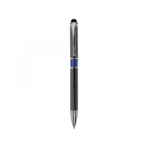 Ручка металлическая шариковая Isabella с анодированным покрытием и цветной вставкой, оружейная сталь и синий - купить оптом