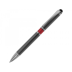 Ручка металлическая шариковая Isabella с анодированным покрытием и цветной вставкой, оружейная сталь и красн, темно-серый/красный - купить оптом
