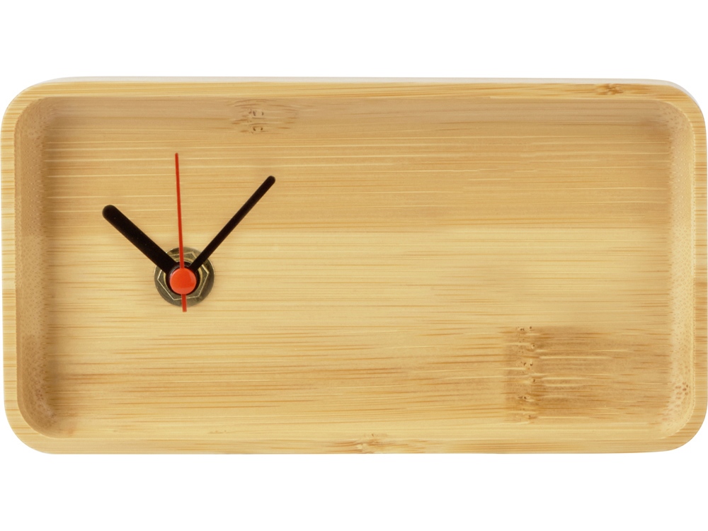 Прямоугольные настольные часы из бамбука Squarium, натуральный - купить оптом