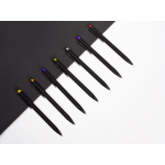Ручка металлическая шариковая Taper Metal софт-тач с цветным зеркальным слоем, черный с серебристым, фото 4