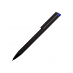 Ручка металлическая шариковая Taper Metal софт-тач с цветным зеркальным слоем, черный с синим, фото 1