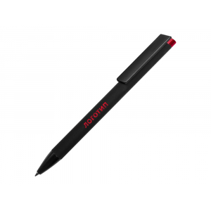 Ручка металлическая шариковая Taper Metal софт-тач с цветным зеркальным слоем, черный с красным - купить оптом
