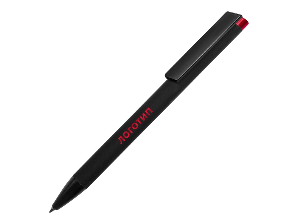 Ручка металлическая шариковая Taper Metal софт-тач с цветным зеркальным слоем, черный с красным - купить оптом