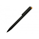Ручка металлическая шариковая Taper Metal софт-тач с цветным зеркальным слоем, черный с оранжевым, фото 1