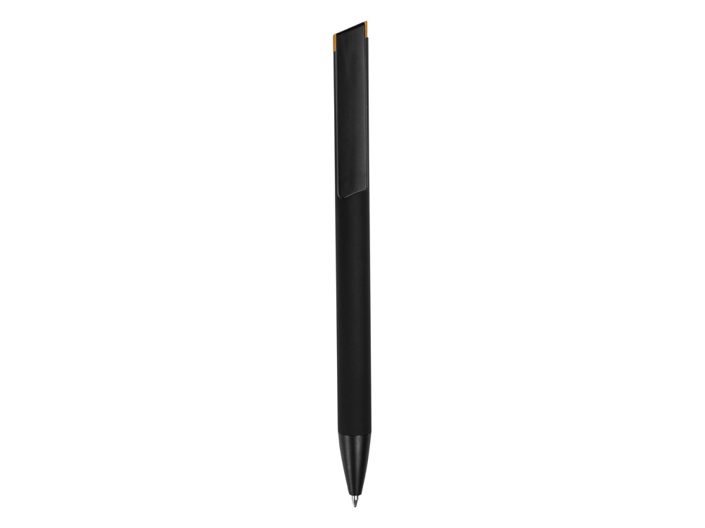 Ручка металлическая шариковая Taper Metal софт-тач с цветным зеркальным слоем, черный с оранжевым - купить оптом