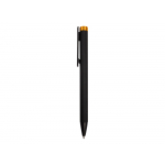 Ручка металлическая шариковая Taper Metal софт-тач с цветным зеркальным слоем, черный с оранжевым, фото 3