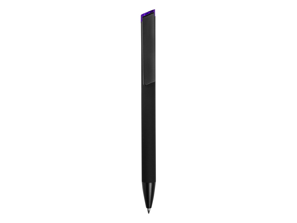 Ручка металлическая шариковая Taper Metal софт-тач с цветным зеркальным слоем, черный с фиолетовым - купить оптом