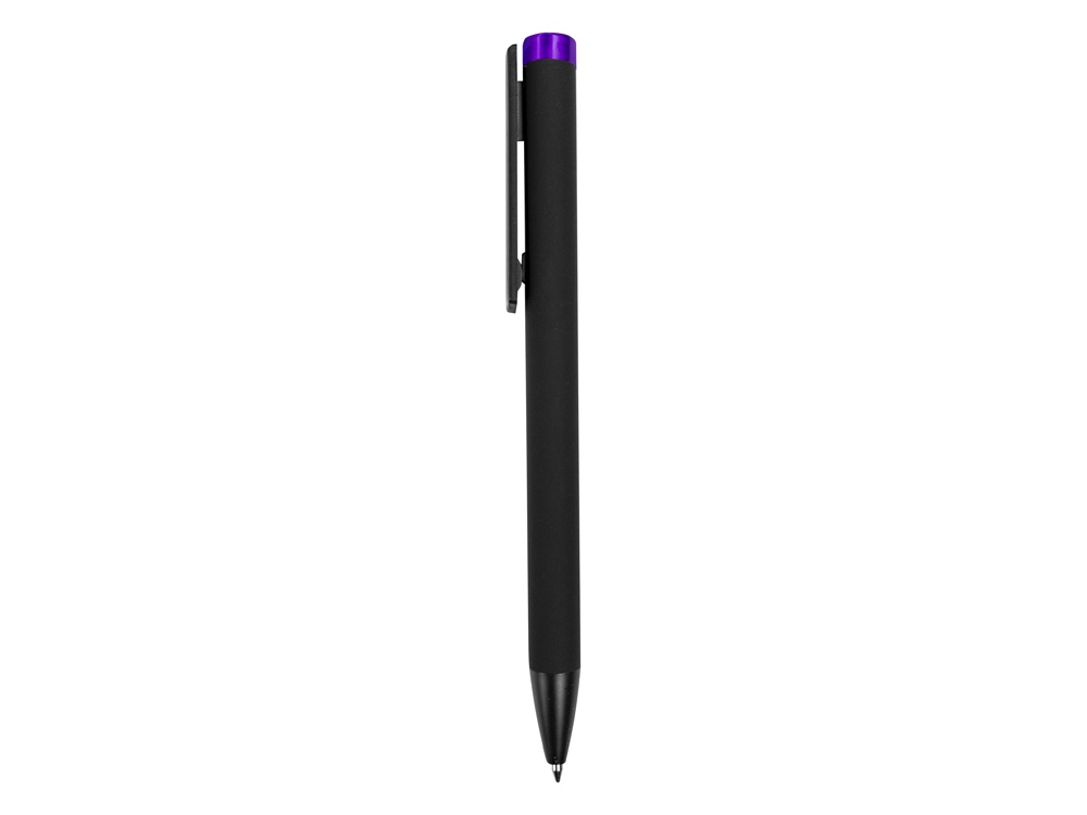 Ручка металлическая шариковая Taper Metal софт-тач с цветным зеркальным слоем, черный с фиолетовым - купить оптом