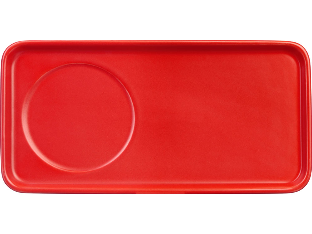 Чайная пара Bristol: блюдце прямоугольное, чашка, коробка, красный - купить оптом